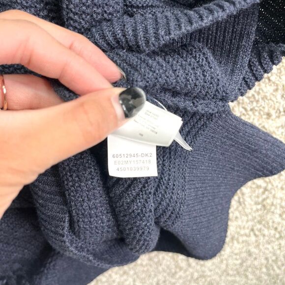 Anne Klein Sweater Women’s L/XL Dark Blue Knit Pullover Poncho Fringe NWT - Picture 9 of 9